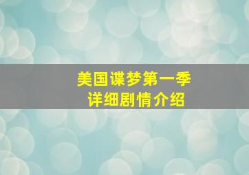 美国谍梦第一季 详细剧情介绍